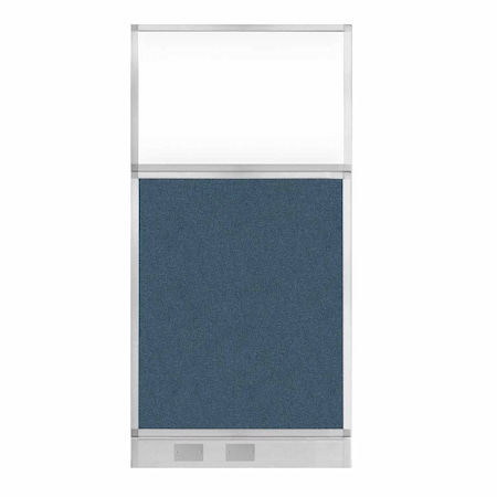 Versare Hush Panel Cubicle Partition 3' x 6' W/ Window Caribbean Fabric Clear Window W/ Cable Channel 1812563-2